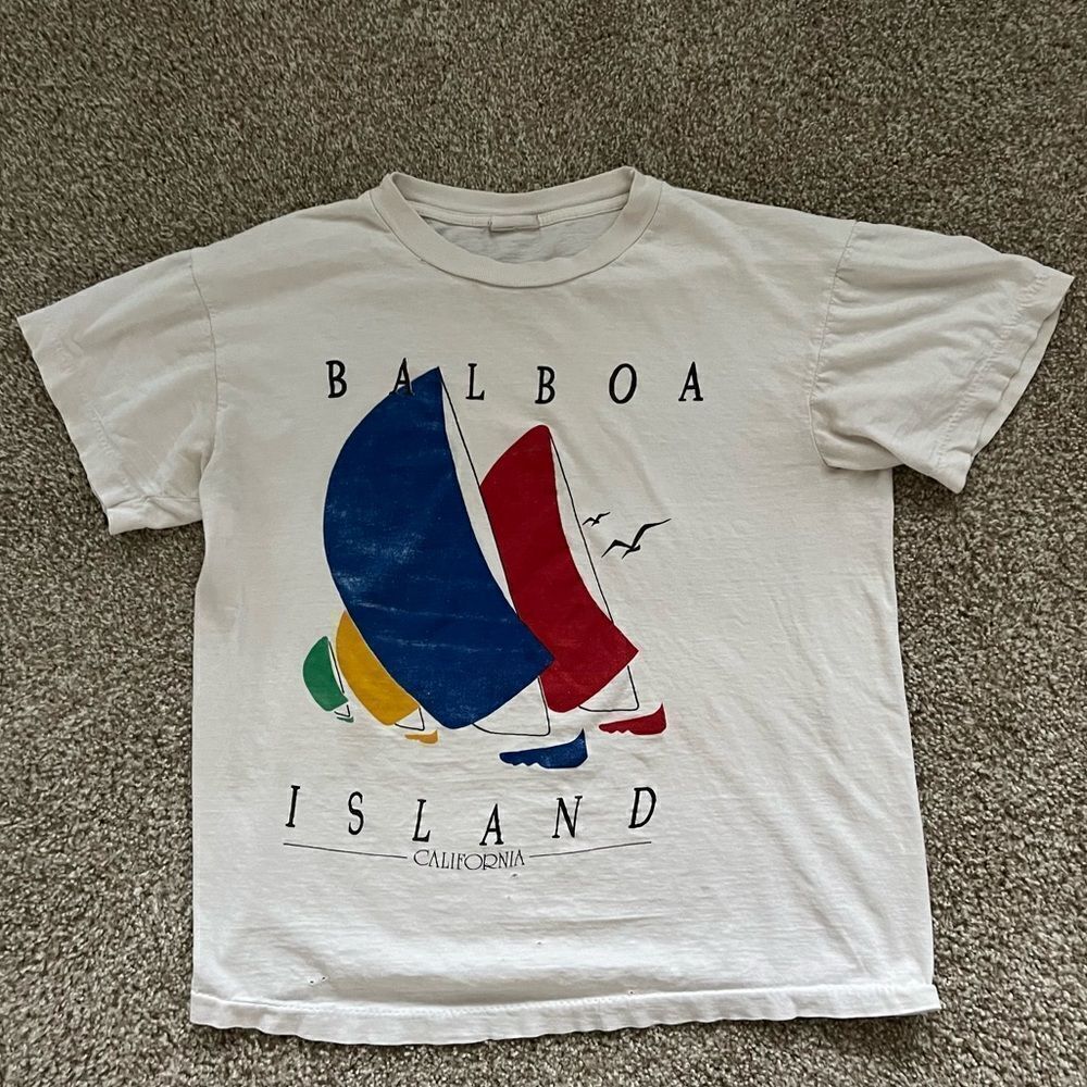 Vintage Balboa Island Sailboat Graphic T Shirt Men's L